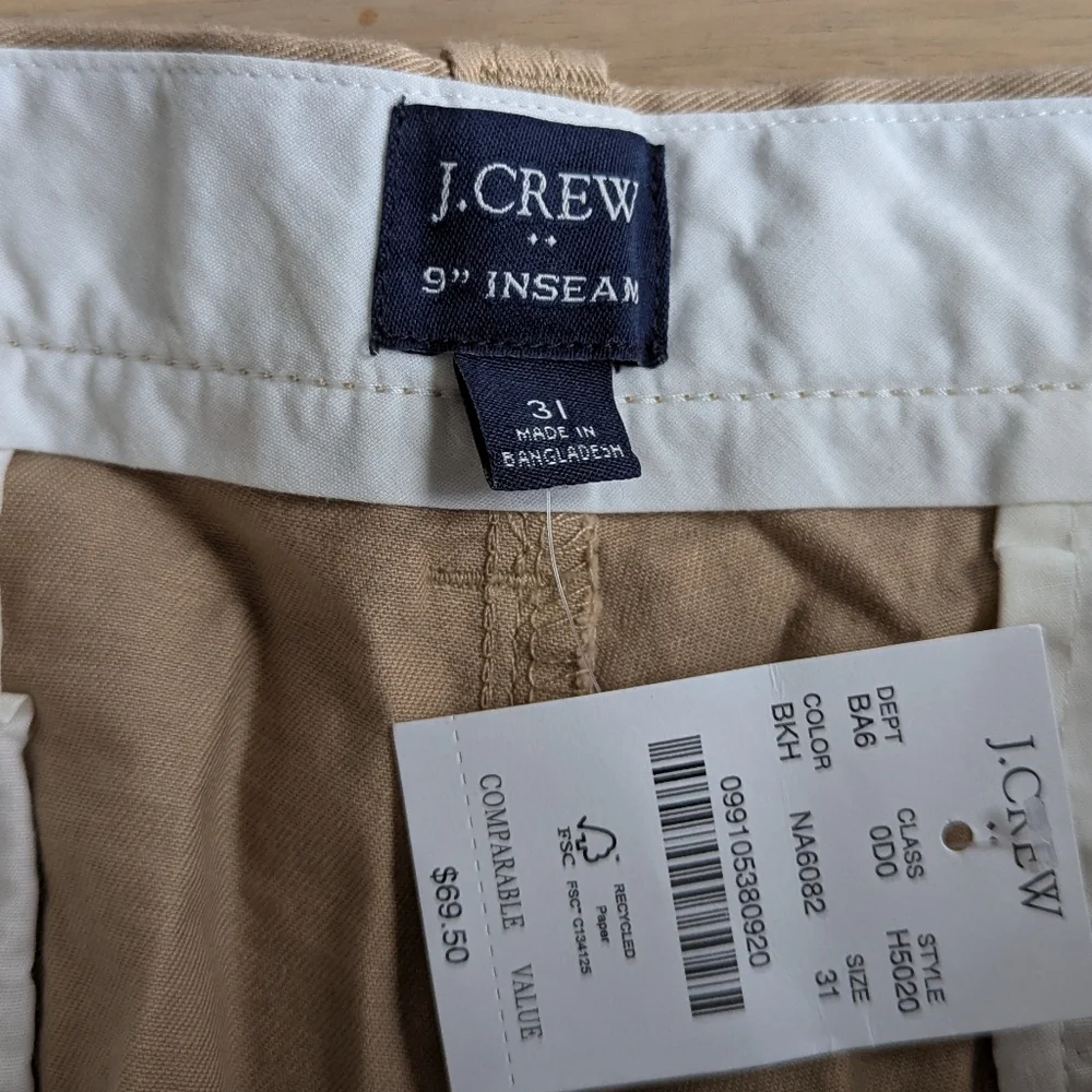 J.‎ CREW Khaki Shorts (Sz 31) NEW!